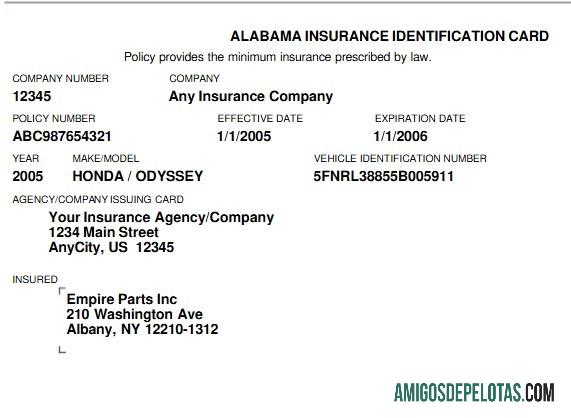 Cartão de identificação de seguro saúde do Alabama nos EUA baixar para verificação